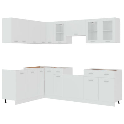 vidaXL 11 Piece Kitchen Cabinet Set Lyon White Engineered Wood