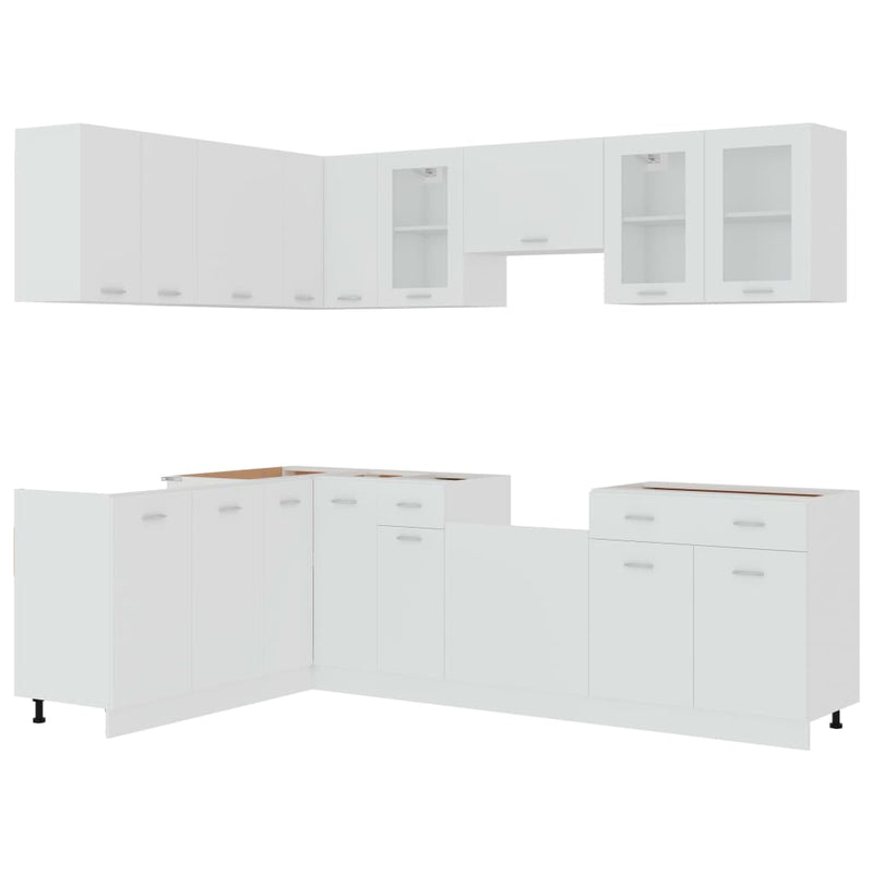vidaXL 11 Piece Kitchen Cabinet Set Lyon White Engineered Wood