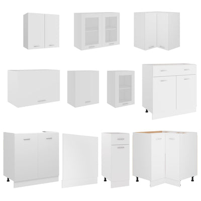 vidaXL 11 Piece Kitchen Cabinet Set Lyon White Engineered Wood