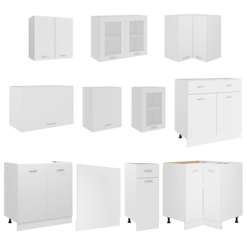 vidaXL 11 Piece Kitchen Cabinet Set Lyon White Engineered Wood