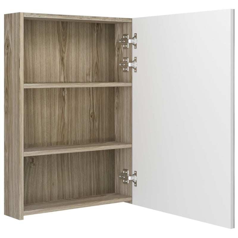vidaXL LED Bathroom Mirror Cabinet White and Oak 50x13x70 cm