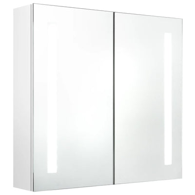 vidaXL LED Bathroom Mirror Cabinet White and Oak 50x13x70 cm