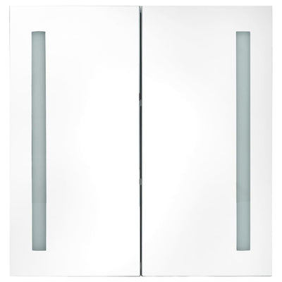 vidaXL LED Bathroom Mirror Cabinet White and Oak 50x13x70 cm