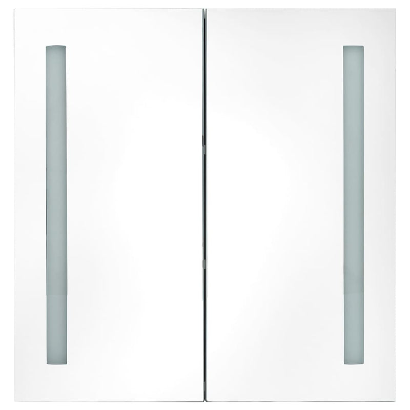 vidaXL LED Bathroom Mirror Cabinet White and Oak 50x13x70 cm