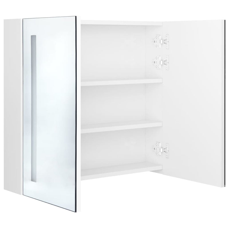 vidaXL LED Bathroom Mirror Cabinet White and Oak 50x13x70 cm