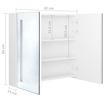 vidaXL LED Bathroom Mirror Cabinet White and Oak 50x13x70 cm
