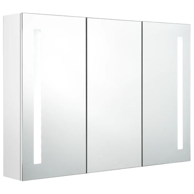 vidaXL LED Bathroom Mirror Cabinet White and Oak 50x13x70 cm
