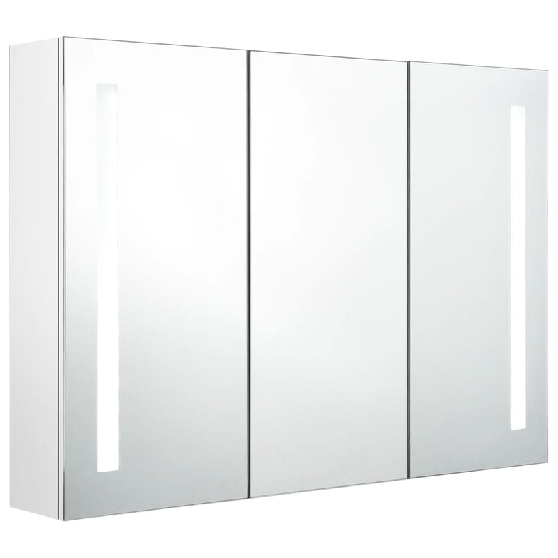 vidaXL LED Bathroom Mirror Cabinet White and Oak 50x13x70 cm