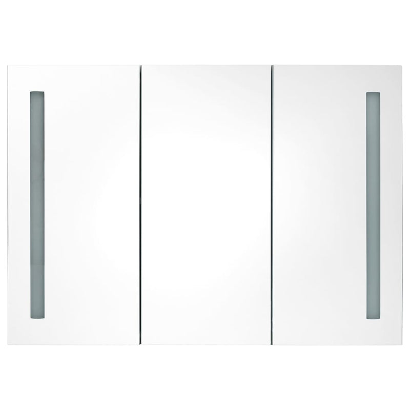 vidaXL LED Bathroom Mirror Cabinet White and Oak 50x13x70 cm