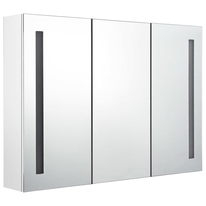 vidaXL LED Bathroom Mirror Cabinet White and Oak 50x13x70 cm