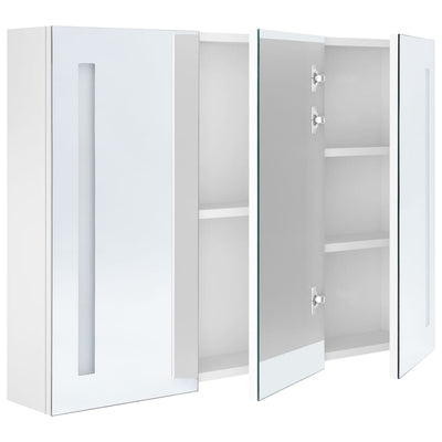 vidaXL LED Bathroom Mirror Cabinet White and Oak 50x13x70 cm