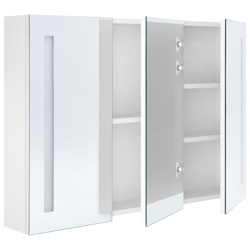 vidaXL LED Bathroom Mirror Cabinet White and Oak 50x13x70 cm