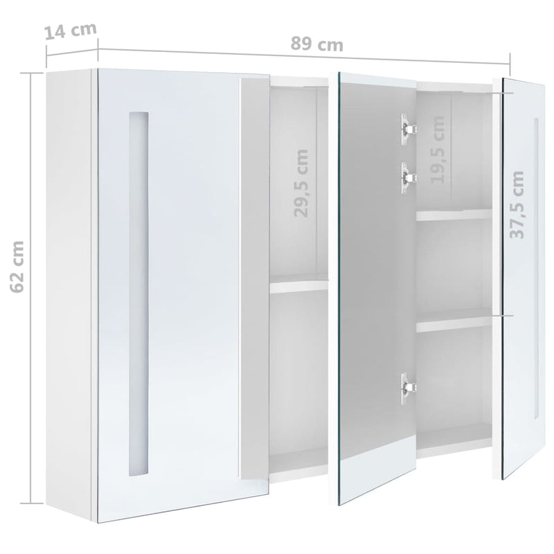 vidaXL LED Bathroom Mirror Cabinet White and Oak 50x13x70 cm