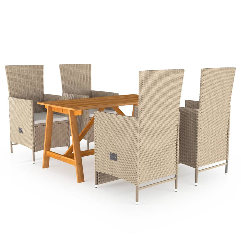 vidaXL 5 Piece Garden Dining Set Beige