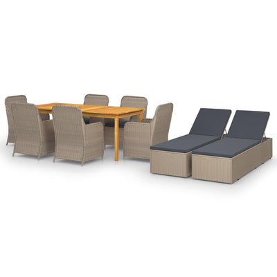 vidaXL 9 Piece Garden Dining Set Black