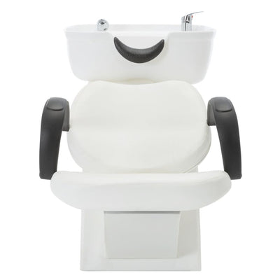 vidaXL Salon Shampoo Chair with Washbasin Black and White Faux Leather