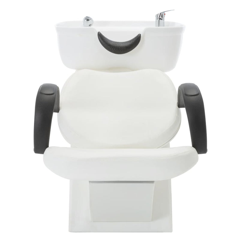 vidaXL Salon Shampoo Chair with Washbasin Black and White Faux Leather