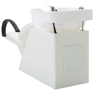 vidaXL Salon Shampoo Chair with Washbasin Black and White Faux Leather