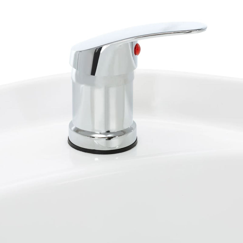 vidaXL Salon Shampoo Chair with Washbasin Black and White Faux Leather