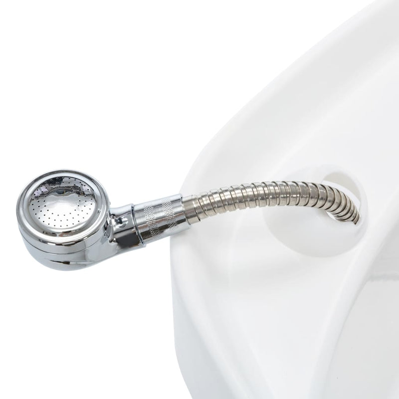 vidaXL Salon Shampoo Chair with Washbasin Black and White Faux Leather