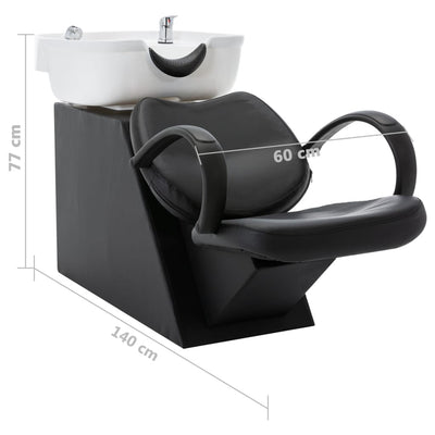 vidaXL Salon Shampoo Chair with Washbasin Black and White Faux Leather