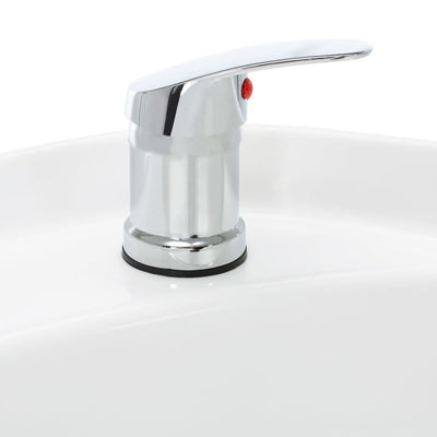 vidaXL Salon Shampoo Chair with Washbasin Black and White Faux Leather