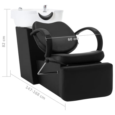 vidaXL Salon Shampoo Chair with Washbasin Black and White Faux Leather
