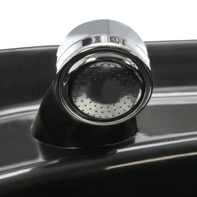 vidaXL Salon Shampoo Chair with Washbasin Black Faux Leather