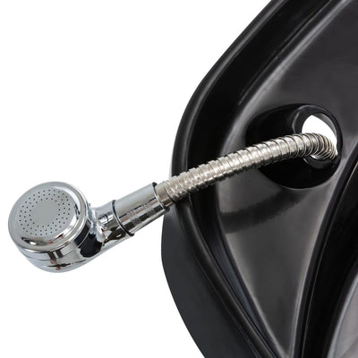 vidaXL Salon Shampoo Chair with Washbasin Black Faux Leather