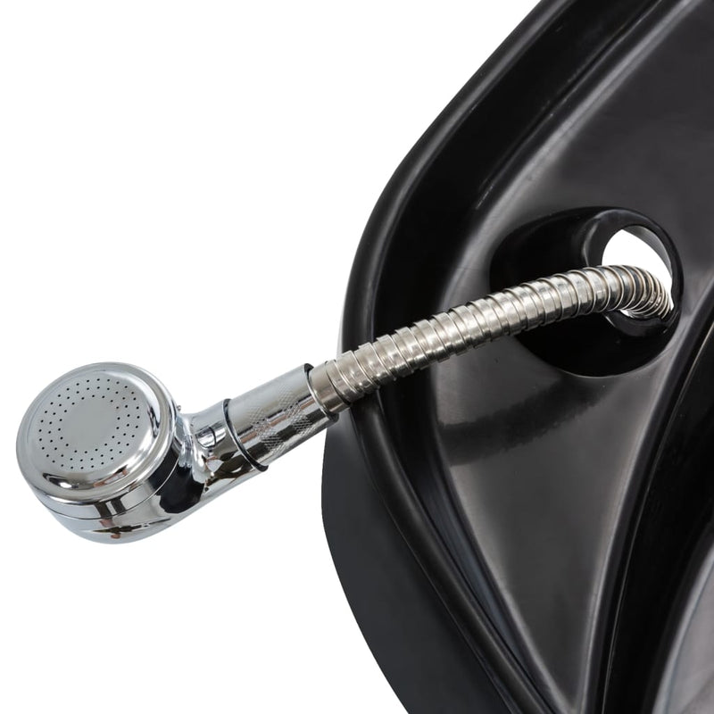 vidaXL Salon Shampoo Chair with Washbasin Black Faux Leather