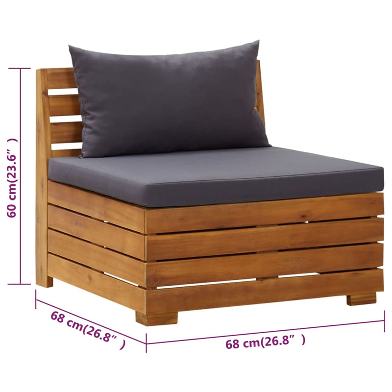 vidaXL 2-Seater Garden Sofa with Cushions Solid Acacia Wood
