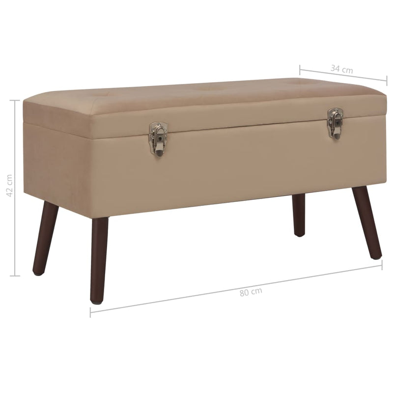 vidaXL Bench with Storage Compartment Beige 80 cm Velvet
