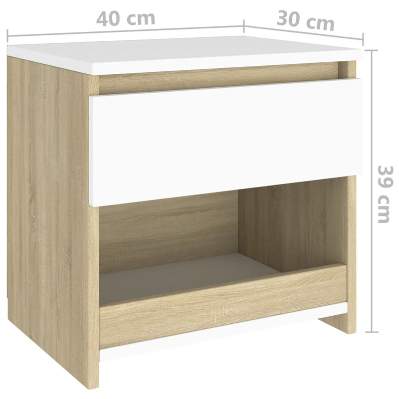 vidaXL Bedside Cabinet Sonoma Oak 40x30x39 cm Engineered Wood
