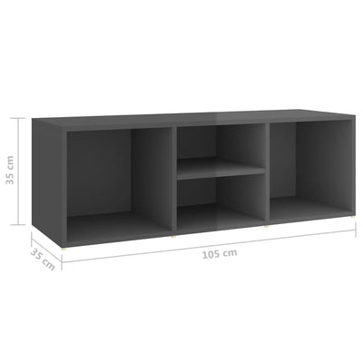 vidaXL Shoe Storage Bench High Gloss Grey 105x35x35 cm Engineered Wood