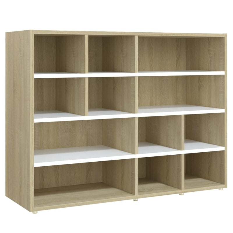 vidaXL Side Cabinet White and Sonoma Oak 97x32x72 cm Engineered Wood