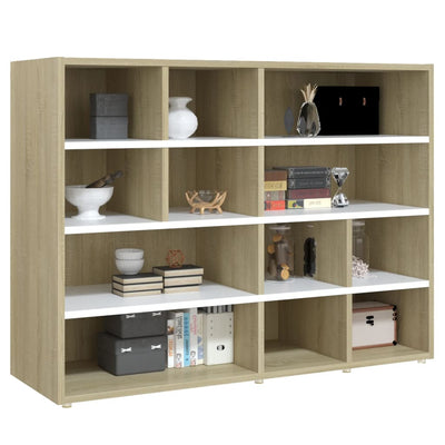 vidaXL Side Cabinet White and Sonoma Oak 97x32x72 cm Engineered Wood