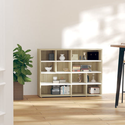 vidaXL Side Cabinet White and Sonoma Oak 97x32x72 cm Engineered Wood
