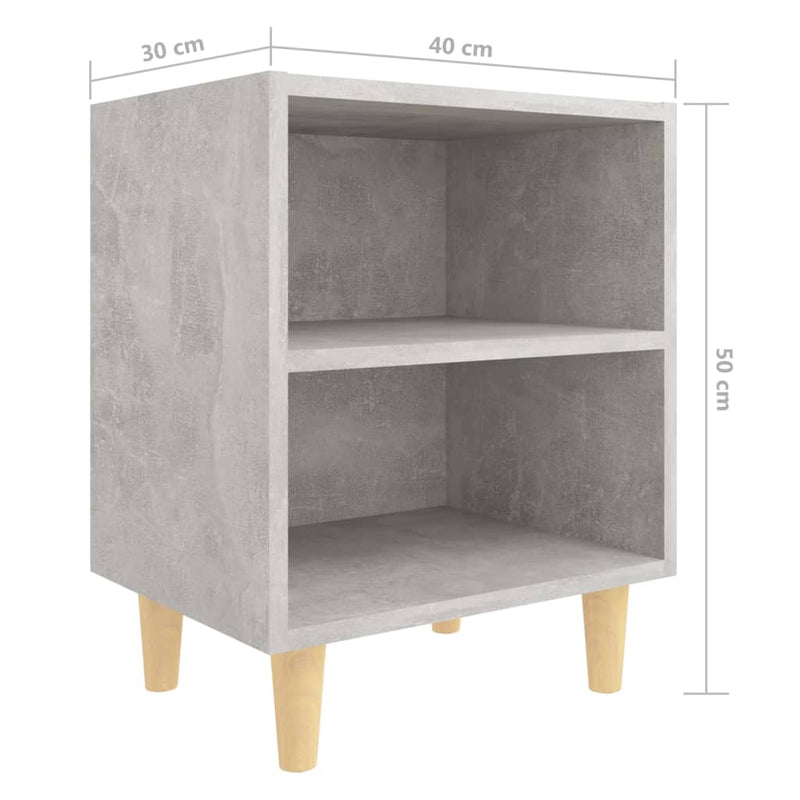 vidaXL Bed Cabinet with Solid Wood Legs Black 40x30x50 cm