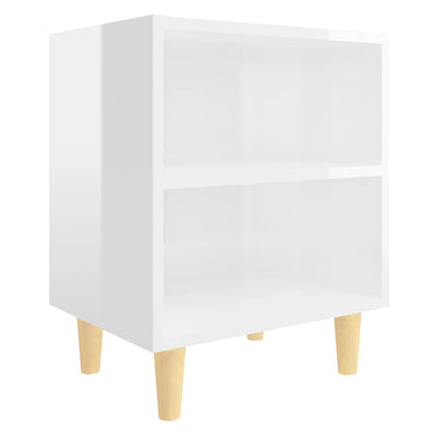 vidaXL Bed Cabinet with Solid Wood Legs Black 40x30x50 cm