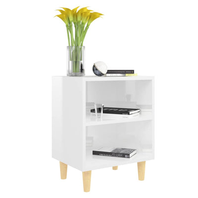 vidaXL Bed Cabinet with Solid Wood Legs Black 40x30x50 cm
