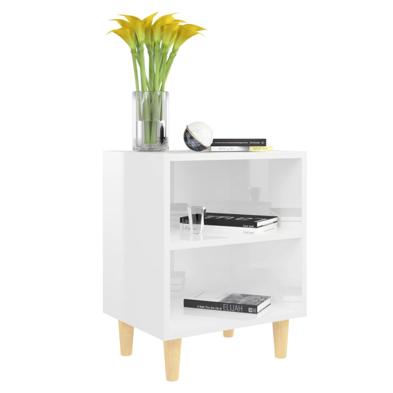 vidaXL Bed Cabinet with Solid Wood Legs Black 40x30x50 cm