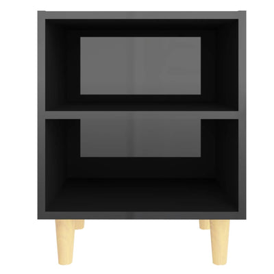 vidaXL Bed Cabinet with Solid Wood Legs Black 40x30x50 cm