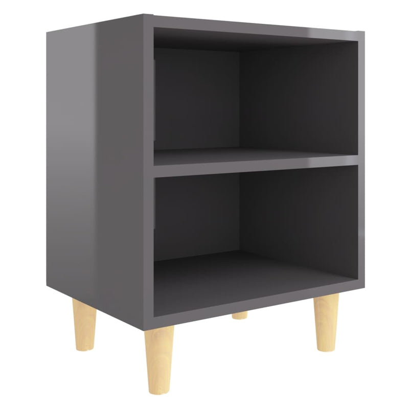 vidaXL Bed Cabinet with Solid Wood Legs Black 40x30x50 cm