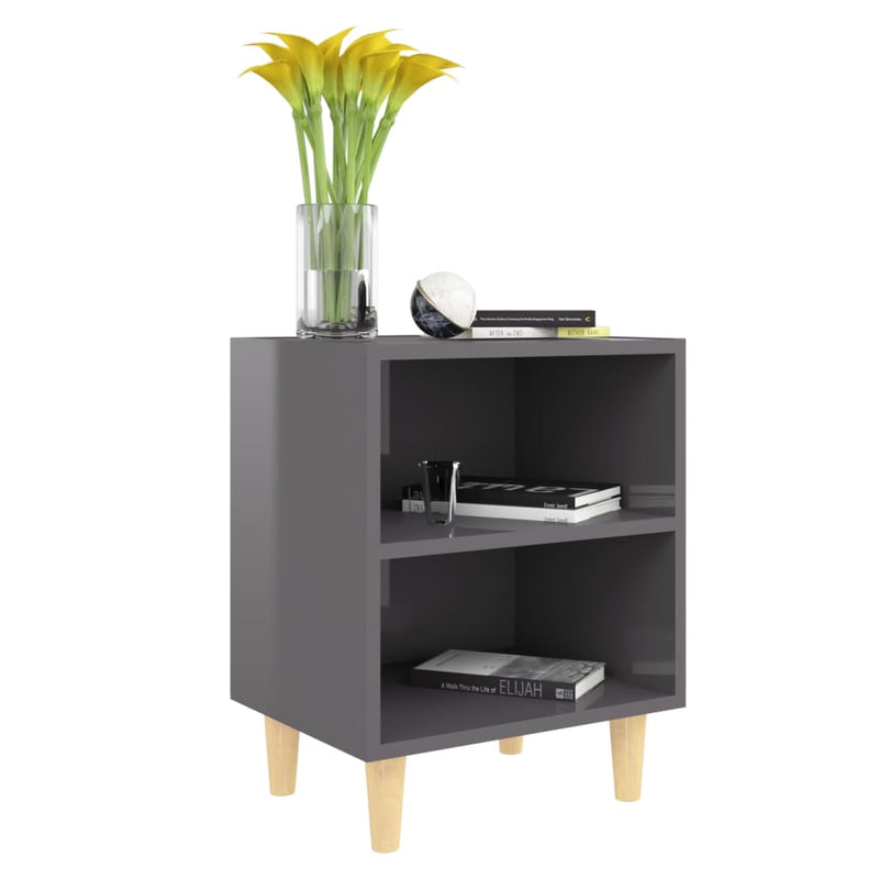 vidaXL Bed Cabinet with Solid Wood Legs Black 40x30x50 cm