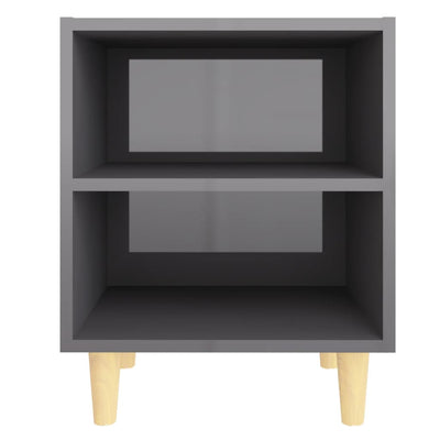 vidaXL Bed Cabinet with Solid Wood Legs Black 40x30x50 cm