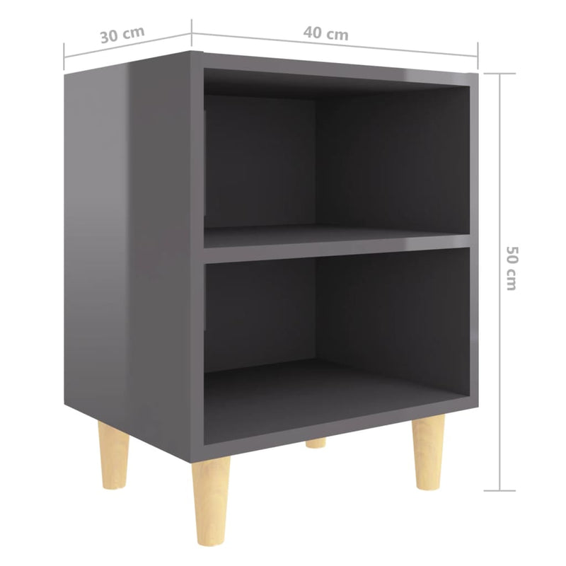 vidaXL Bed Cabinet with Solid Wood Legs Black 40x30x50 cm