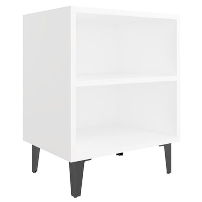 vidaXL Bed Cabinet with Metal Legs Sonoma Oak and White 40x30x50 cm