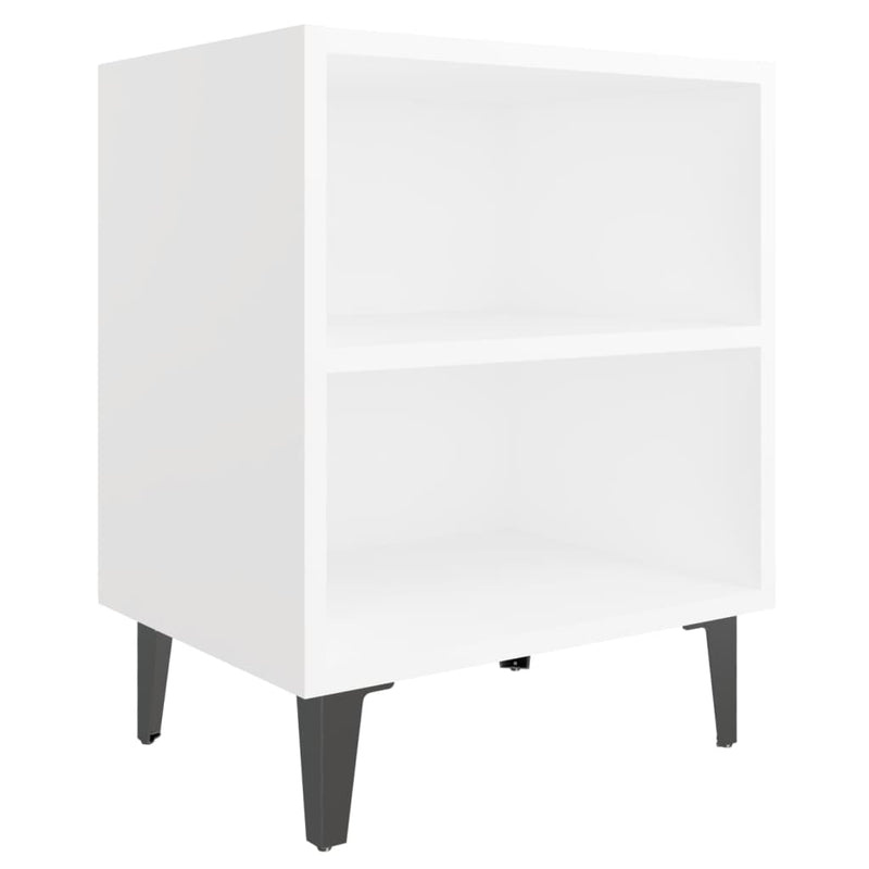 vidaXL Bed Cabinet with Metal Legs Sonoma Oak and White 40x30x50 cm