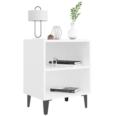 vidaXL Bed Cabinet with Metal Legs Sonoma Oak and White 40x30x50 cm