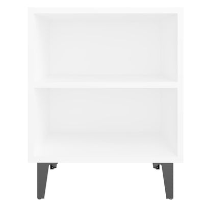 vidaXL Bed Cabinet with Metal Legs Sonoma Oak and White 40x30x50 cm